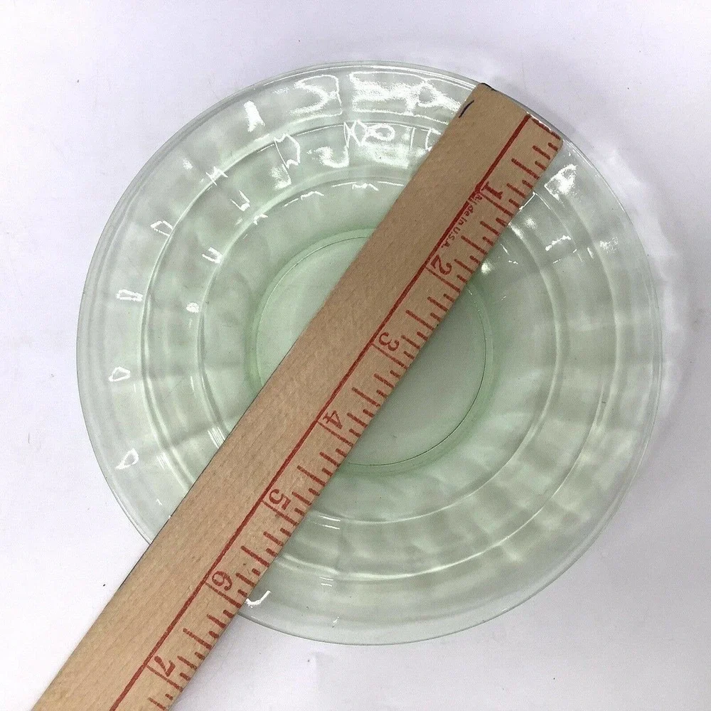 2 Vintage Green Block Optic Depression Glass Plates‎ 6